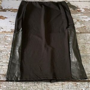 Mossimo Black Midi Skirt with pleather side panels